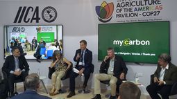Cristian Feldkamp, Coordinador Ejecutivo de CREA, moderando el panel “Sistemas de producción climáticamente inteligentes: soluciones basadas en la naturaleza y el protagonismo del agricultor”.