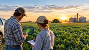 Productores a campo consultando Destacados Agroseries CREA octubre 2026 &nbsp;