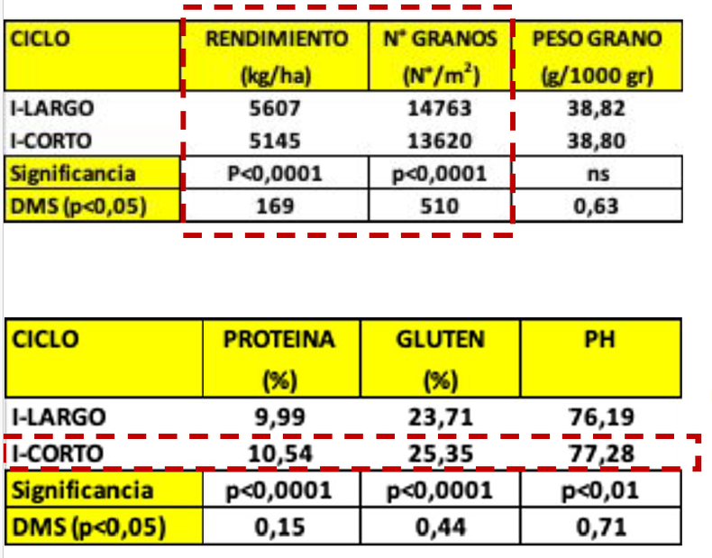 Evaluaciones de cultivares de trigo por grupo de madurez durante diez campañas consecutivas. Norte de la región CREA Sudeste