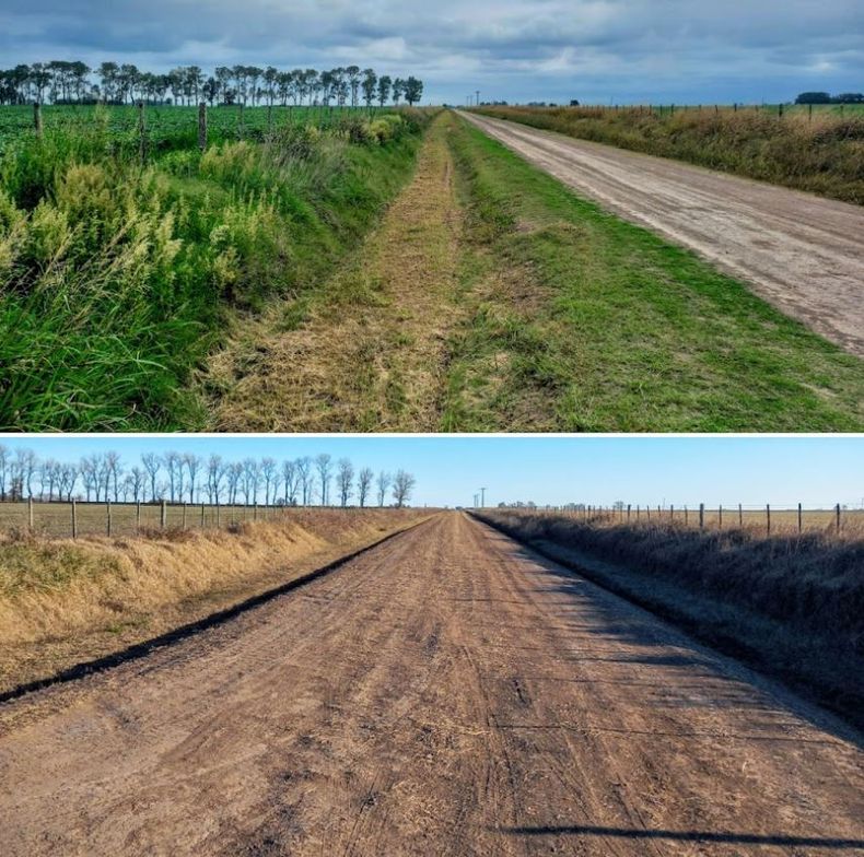 Abajo: antes. Arriba: despu&eacute;s. Un buen ejemplo de la propuesta de manejo sostenible de la red vial propuesta por AACRuS.